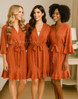 Terracotta Matte Ruffle Bridesmaid Robe