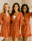 Terracotta Matte Ruffle Bridesmaid Robe