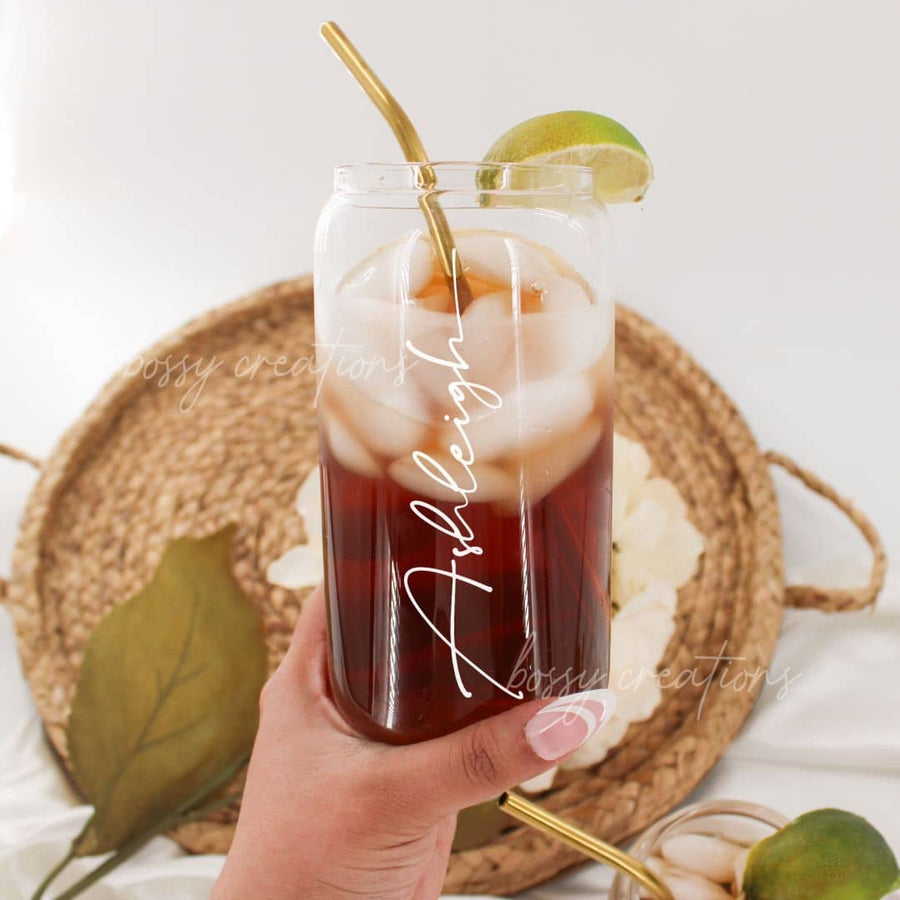 Signature Glass Tumbler with Straw + Bamboo Lid (16oz)