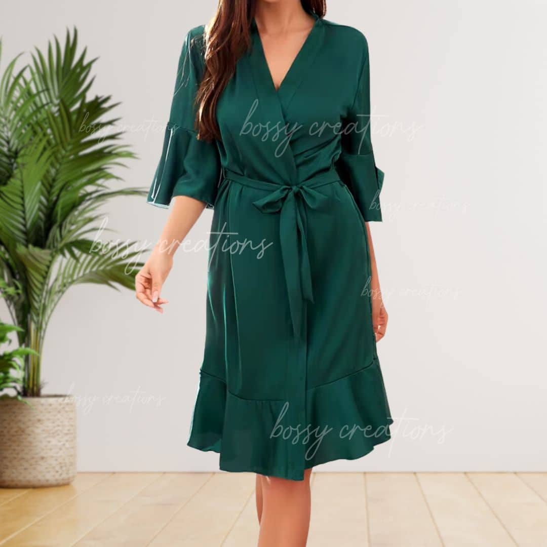 Ruffle Satin Bridesmaid Robe