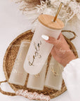 Signature Glass Tumbler with Straw + Bamboo Lid (25oz)