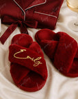 Personalized Fluffy Slippers For Bridal Party