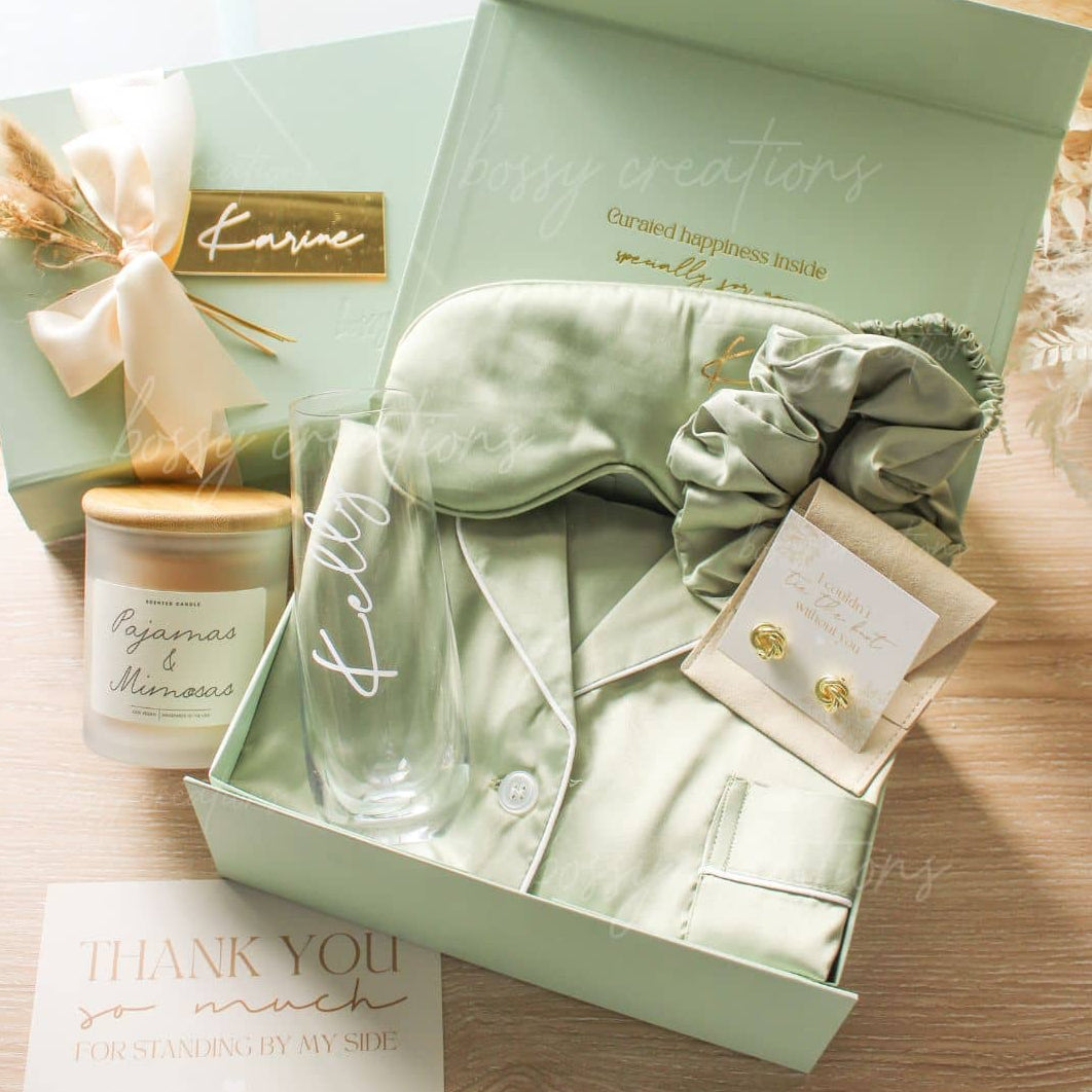 Gift Ideas Pyjama Gift Set Pajamas Mimosas Sage Petite Box – Bossy