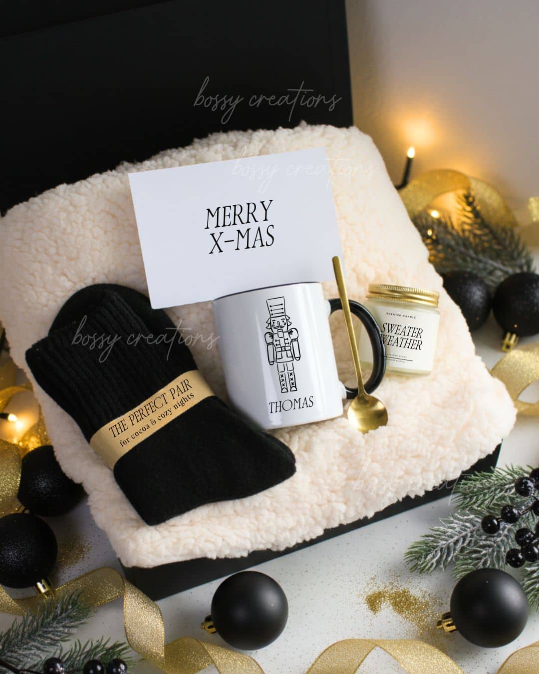 Black \u0026 Gold Christmas Winter Box For Him – Bossy Creations, image size:1080x1350