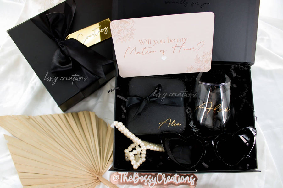Black Bridesmaid Proposal Box - DELUXE