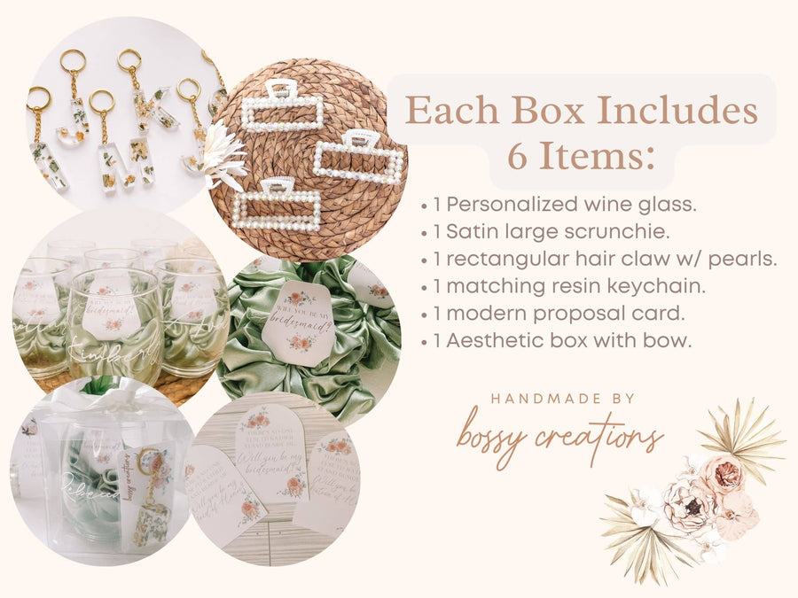 Sage Green  Bridesmaid Proposal Box For Boho Wedding Handmade By Bossy Creations