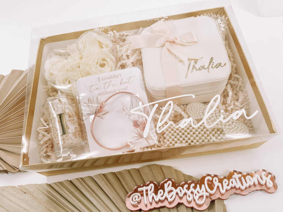 Clear Box For Bridesmaid Proposal Gift, Boho Wedding Gifts, Jewelry Travel Box Personalized, Personalized Shot Glasses, Bachelorette Party Gift, Bridal Shower Party Favor, Neutral Gift Box, Scented Soap, Wedding Party Favor, Will you be my bridesmaid